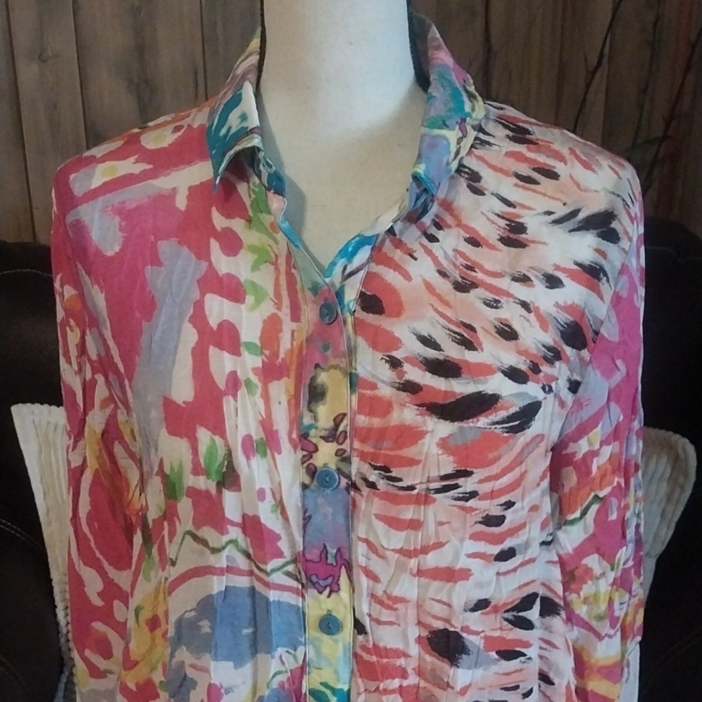 Tropical Long Sleeve Button Down Shirt - Picture 2 of 8